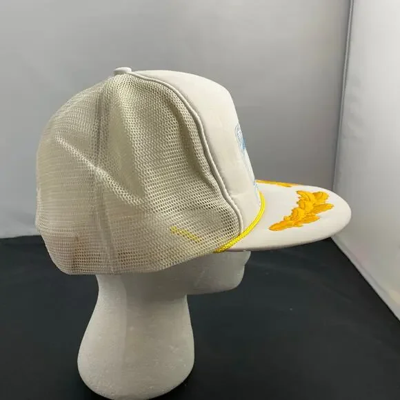 White Vintage Gold Leaf Hat Lewisport Ky Sesquicentennial 1839-1989 Promo Cap - Picture 2 of 6